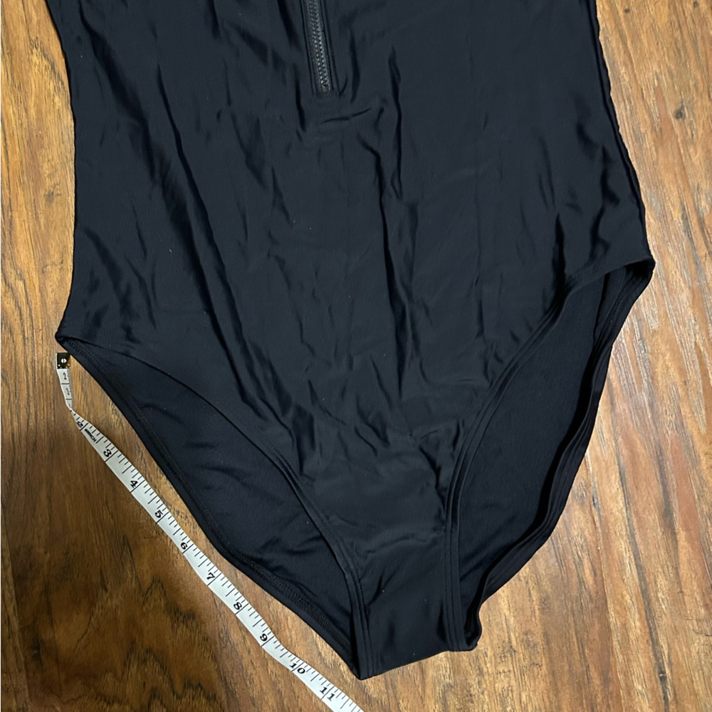 Quince Italian Zip-Front One-Piece Swimsuit in Black Women’s Size Large NWT - Picture 9 of 11